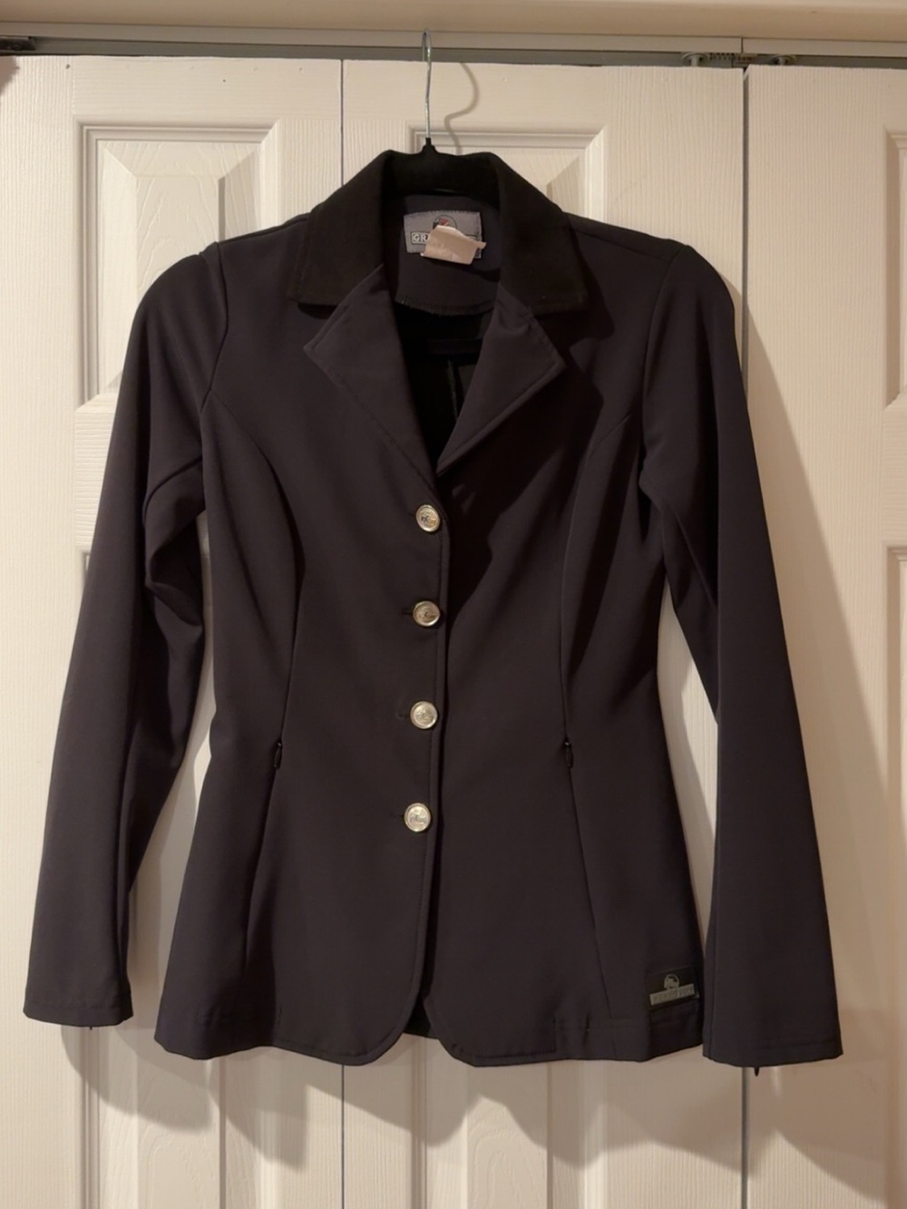 Women's Soft Shell Grad Prix Black Show with Silver Buttons